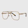 Metal glasses with a gold frame, showcasing a stylish and elegant design suitable for various occasions.