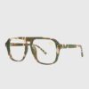Camouflage-patterned glasses displayed on a neutral background, showcasing their unique design and material.