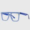 Blue and white glasses featuring a stylish blue frame, showcasing a modern design suitable for various occasions.