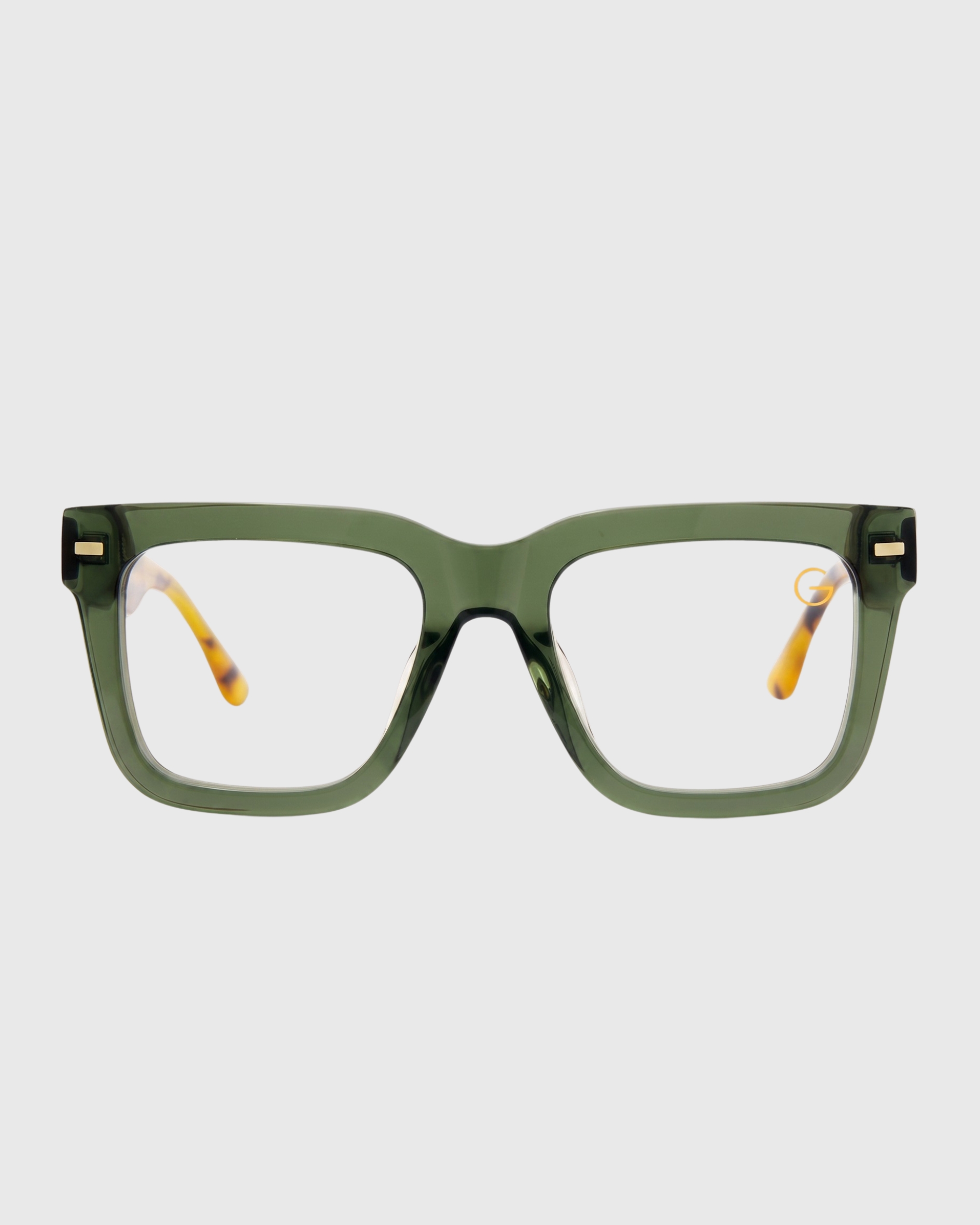 A pair of stylish glasses featuring pink frames with elegant gold detailing.