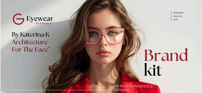 A collection of eyewear brand materials, including logos, color palettes, and design elements for marketing purposes.